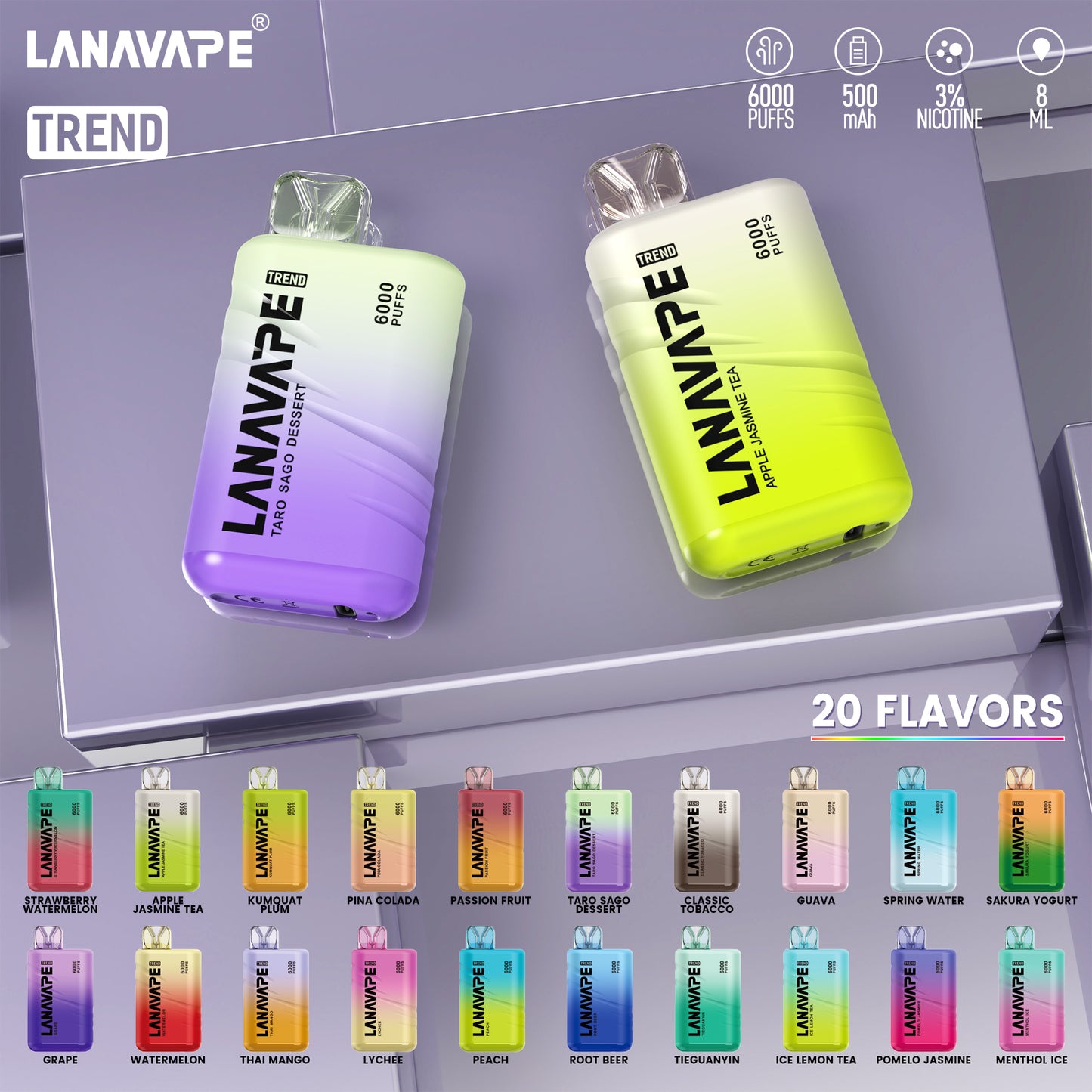 【LANA BAR BC 6000口】大容量新款拋棄式6000口-極冰系列一次性電子煙-VAKA糖果雲煙館
