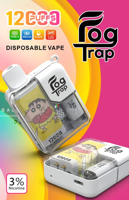 Fog Trap 12000口大容量拋棄式電子煙 | 拉布布・蠟筆小新聯名款 | 8.5ml・LCD 顯示 |VAKA糖果雲煙館